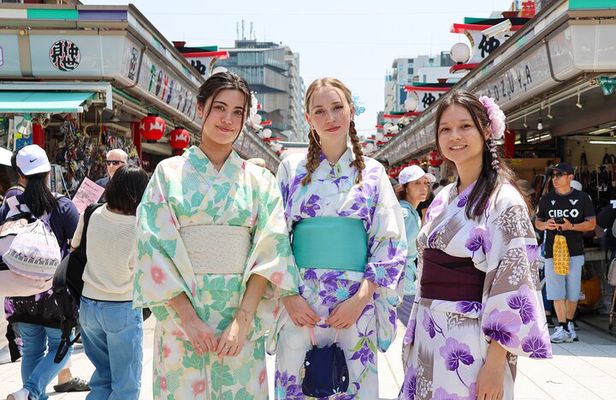 Explore Asakusa Traditions and Food in a Kimono