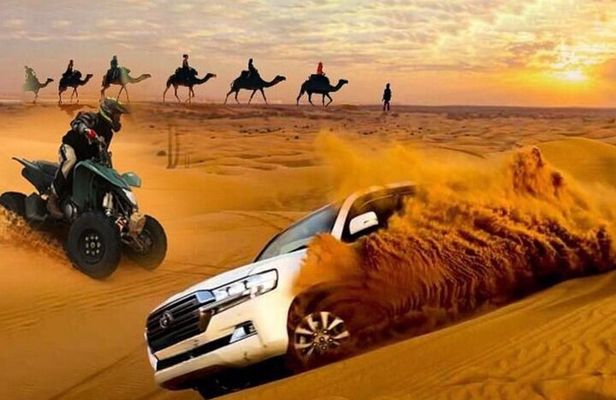 Doha : Quad Bike Desert Safari With Sandboarding & camel ride