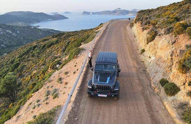 West Milos Jeep Adventure Hidden Beaches and Sunset Picnic