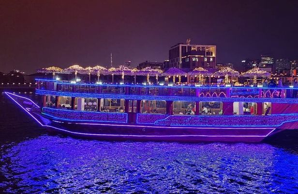 Dubai: Dhow Cruise with VIP Dining, Shisha & Buffet Dinner