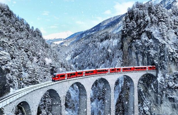 Bernina Red Train, Swiss Alps & St Moritz From Milan