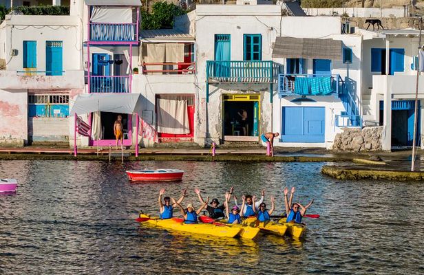 Sunset Kayak Adventure in Milos to Colorful Klima