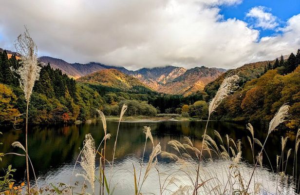 E Bike in Yuzawa Mountain Views Lake Daigenta and Rice Terraces