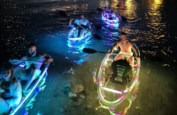 Glowing Night Kayak Tour with LED lights and Moonlight