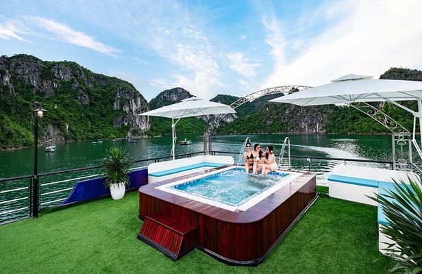 Halong Bay 5 Star Cruises with Buffet, Sunset Party and Jacuzzi