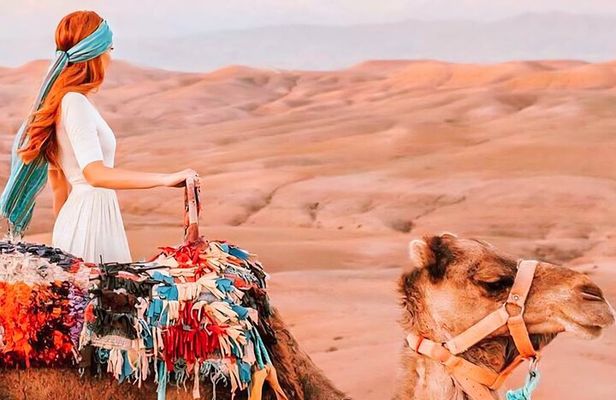 Agafay Desert Camel Ride Sunset & Berber Dinner with Fire Show