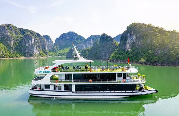 Halong Bay Day Tour On Sky Cruise 5 Star With Jacuzzi and Buffet