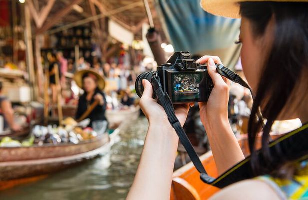 Damnoen Floating Market Maeklong Rail and River Kwai Bridge