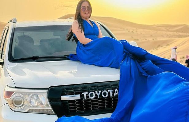 Dubai Desert Safari & Flying Dress Photoshoot in Desert”