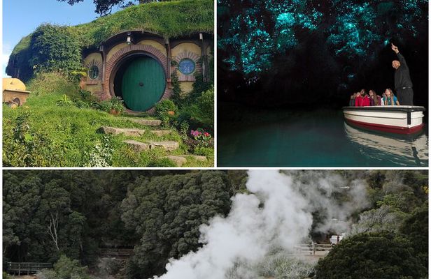 3 Day Hobbiton Rotorua Waiotapu Taupo and Waitomo Caves Tour