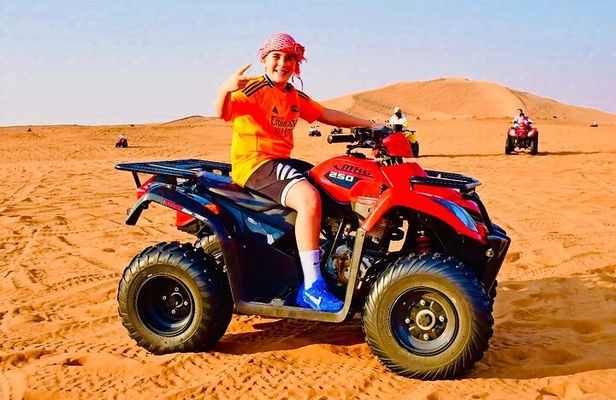 Dubai Desert Safari with Quad Bike, Camel Ride & BBQ Dinner Feast