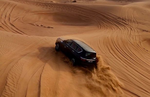 Premium Desert Safari Camel Ride with Sandboarding and BBQ Dinner