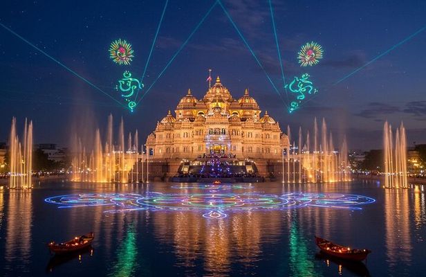 Delhi Akshardham Light and Water Show Private Tour with Options
