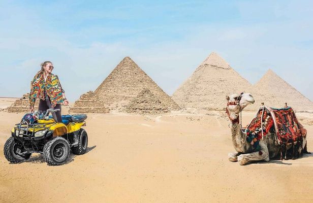 Explore Giza Pyramids with Camel, ATV, Dinner Cruise, & Shopping