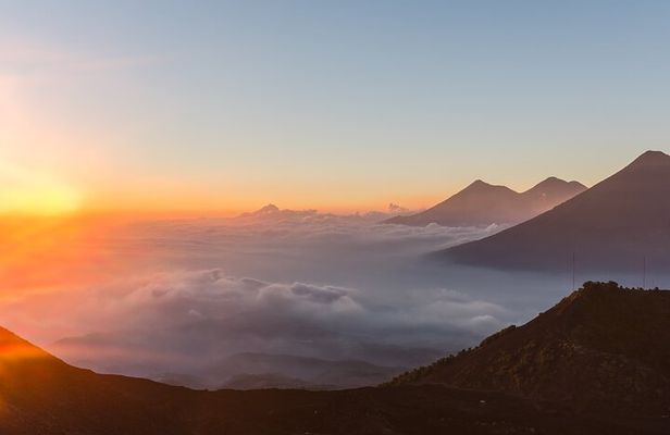 Sunrise or sunset in Pacaya Volcano from Guatemala City