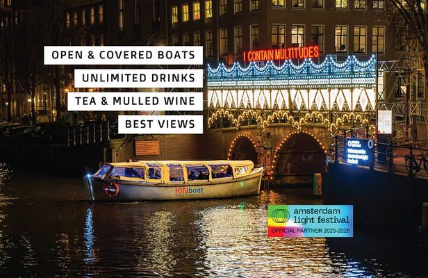 Amsterdam Light Festival Canal Cruise + Unlimited Drinks Option