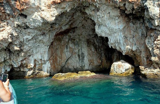 Dhermi: Boat tour of the Caves and Gjipe Beach, swimming stops.