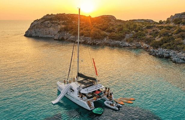 Rhodes Luxury Sunset Catamaran with Open Bar & Water Toys
