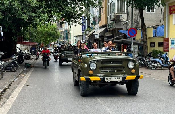 Hanoi By Night Street Food and Train Street By Army Jeep 