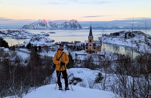 Winter hike and snowshoe adventure in Lofoten