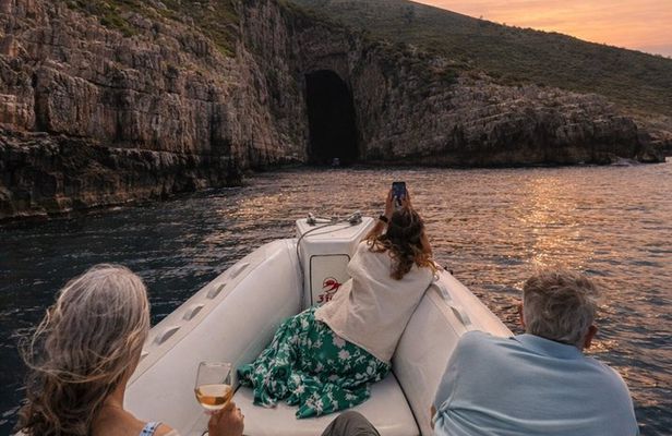 Vlore Haxhi Ali Cave Sunset Speedboat Tour with Wine