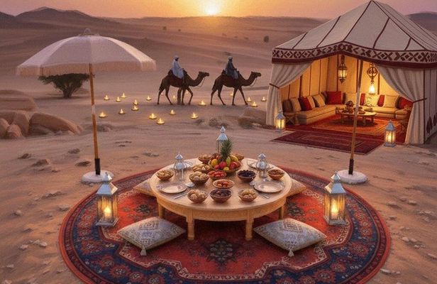 Marrakech: picnic Setup with the Sunset in Agafay desert & Pics