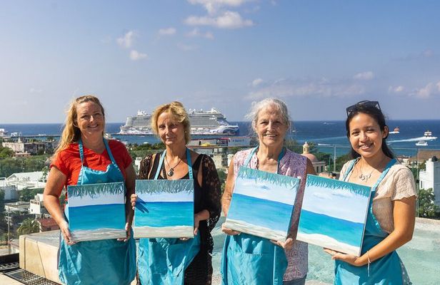 Paint and Sip Experience with Margaritas in Cozumel