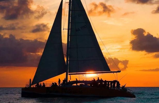 Santorini Catamaran Sunset Cruise with Dinner and Snorkeling