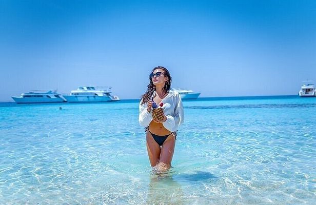 Hula Hula Island with Glass Boat & Lunch from Hurghada