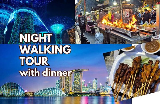 Singapore Street Food Dinner Marina Bay and Gardens Light Show
