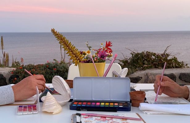 Santorini Watercolor Painting Experience by the Sea
