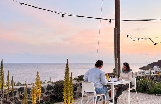 Paint Santorini at Sunset on a Private Sea-View Terrace