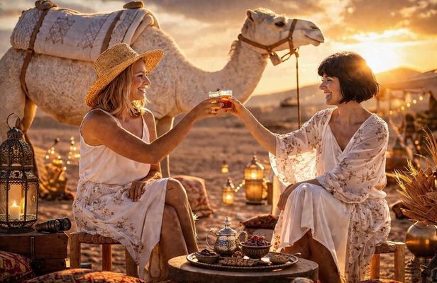 Marrakech:Sunset Agafay Desert:Camel ride and Dinner, Fireshow