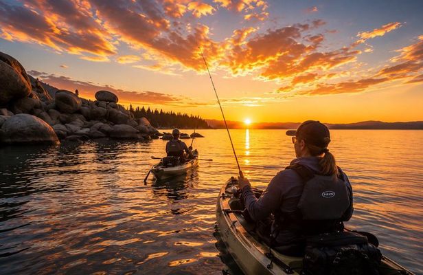 Lake Tahoe Sunrise or Sunset Kayak Fishing Tour