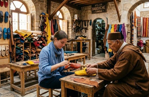 Creating babouches with a Master in his workshop
