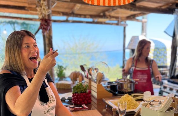 Sorrento: Cooking Class Under the Lemon Trees with view