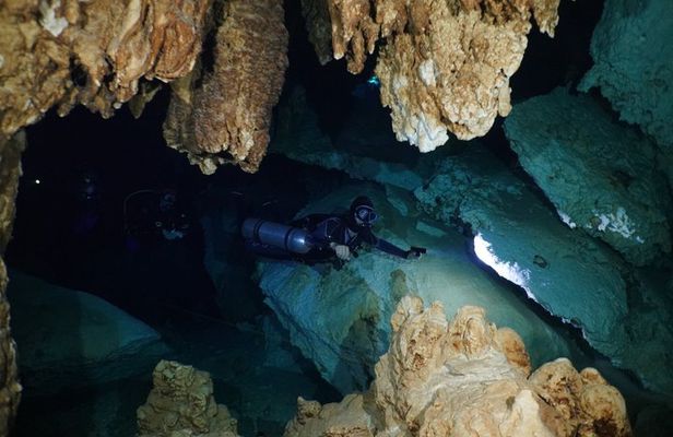 Cenote Diving in Nohoch Nah Chich cavern from Playa del Carmen