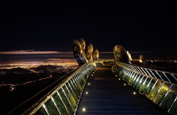 Ba Na Hills Golden Bridge Sunset and Night with Buffet Dinner
