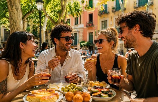 Vegetarian Barcelona Tapas and Wine Tour in Gracia Full Meal
