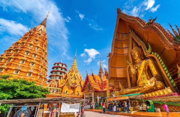 Kanchanaburi Private Tour: Erawan Waterfalls & Cave Temples
