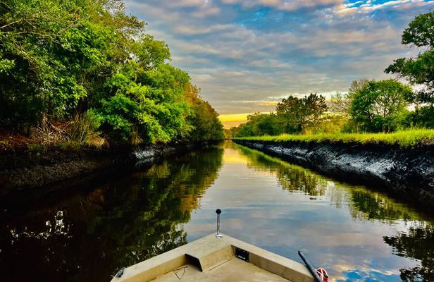 Evening Cruise Around Remote Tidal Salt Marsh