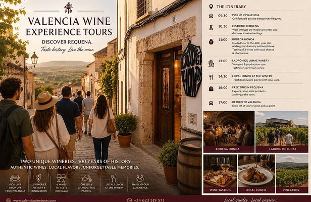 Requena Wine Heritage & Experience & Local Lunch from Valencia