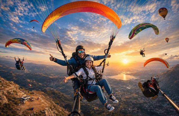 Sunset Paragliding in Atlas Mountains Fly Above Agafay Desert