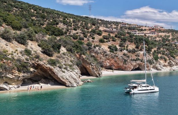 Luxury Private Full Day Catamaran Cruise in the Argolic Gulf