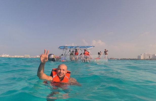 Cancún Clear Boat: Caribbean Swim, Reef Views Free Drinks & Photo