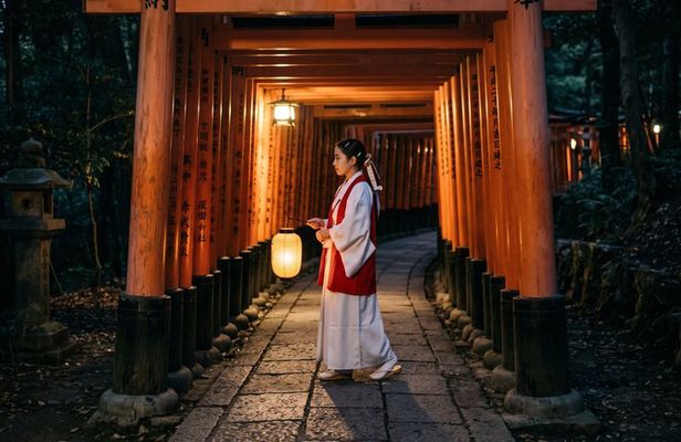Evening Tour of Fushimi Inari Shrine Lanterns Scenic Views