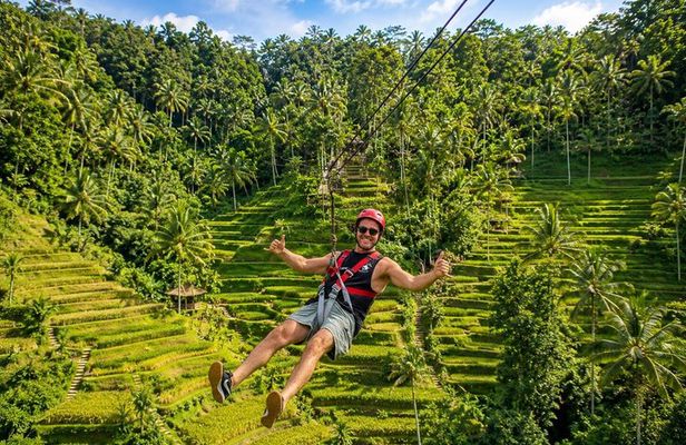 Ubud Zipline Adventure ,Rice terrace and Waterfall Tour