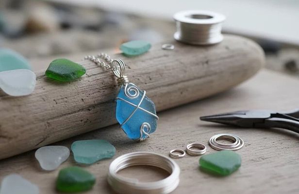 Paris Create Your Own Sea Glass Pendant and Earrings Set