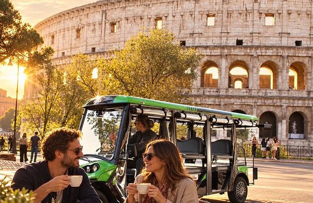 Rome Sunrise Golf Cart Tour with Breakfast & Top Landmarks