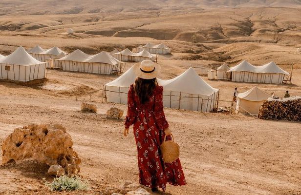 Agafay Desert Overnight Camel Ride Sunset & Dinner Show with pool